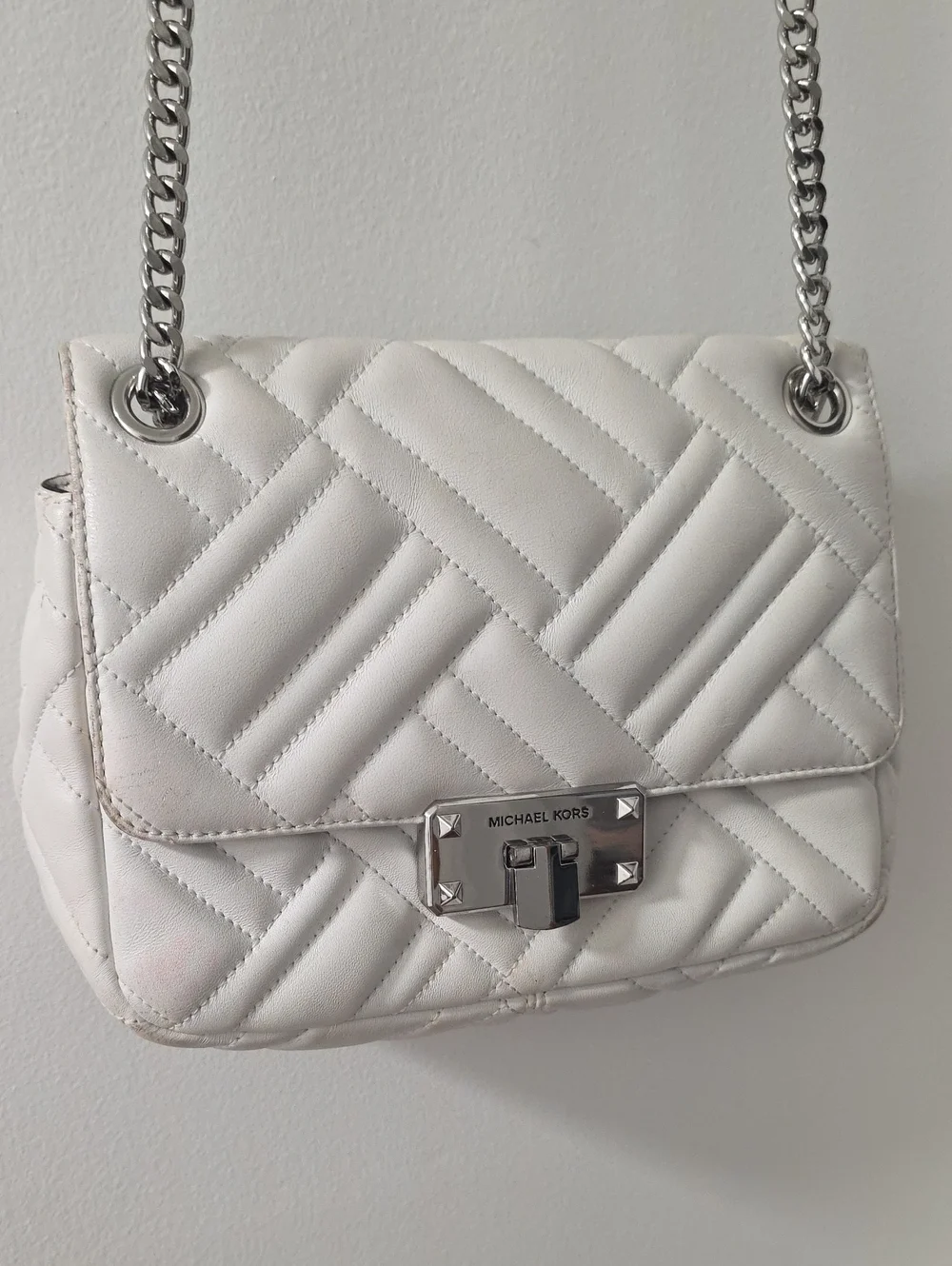 Michael Kors White Quilted Leather Peyton Shoulder Bag